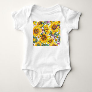 Body Para Bebê Girassol: Bloom Amarelo de Verão.