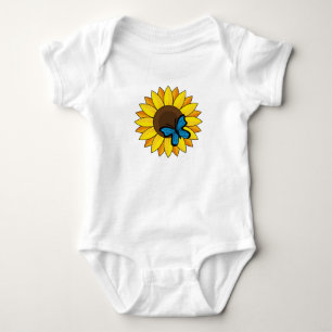 Body Para Bebê Girassol e Borboleta Azul
