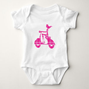 Body Para Bebê girl scooter pink white gingham