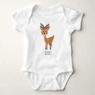 Body Para Bebê Girls Cute Floral Reindeer Flowers Nome