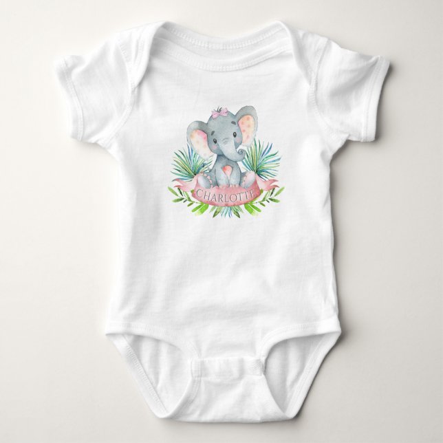 Body Para Bebê Girls Elephant Baby Shirts (Frente)