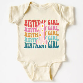 Body Para Bebê Girls First Birthday Daisy flower