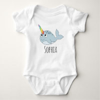Girls Whimsical Rainbow Narwhal Cartoon e Nome