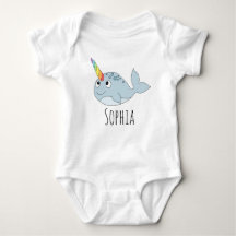 Girls Whimsical Rainbow Narwhal Cartoon e Nome