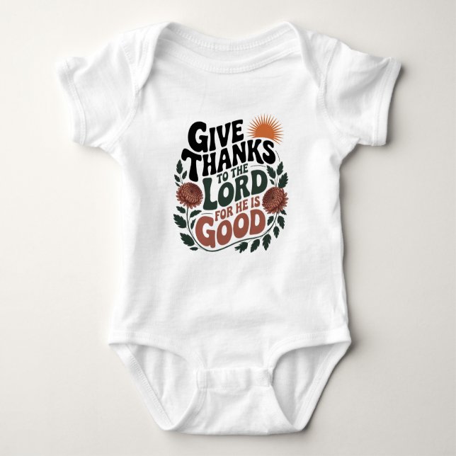 Body Para Bebê Give Thanks - Christian (Frente)