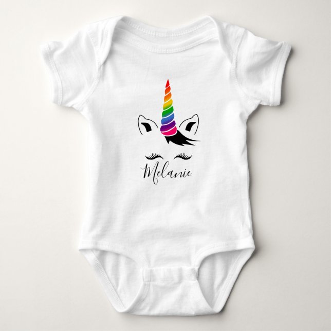 Body Para Bebê Glam Rainbow Unicorn (Frente)
