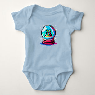 Body Para Bebê Globo Tropical de Neve Única Pixel Art Beach Winte