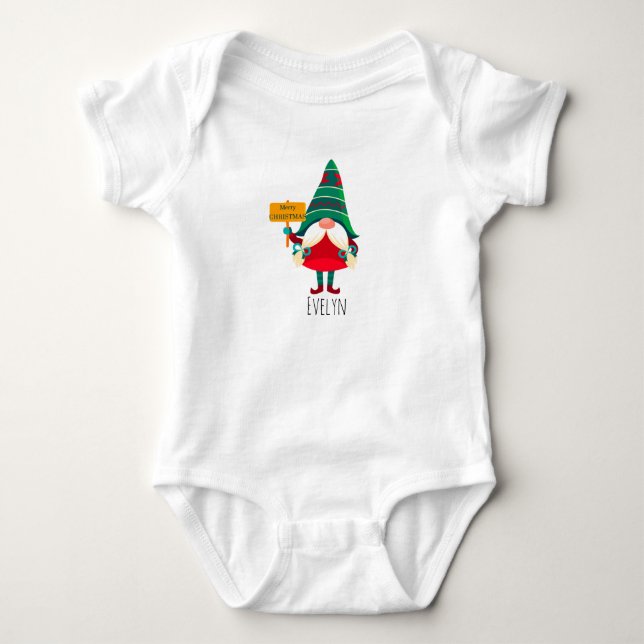 Body Para Bebê Gnomo Bonito, Placard com Saudações (Frente)