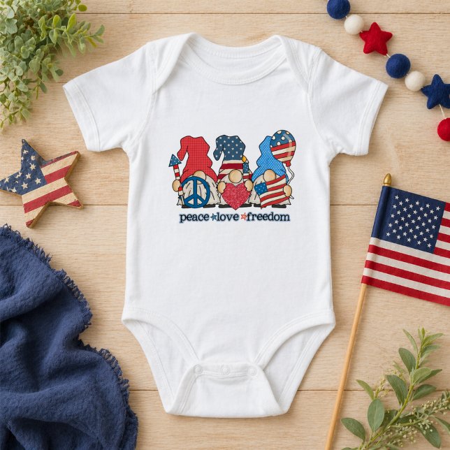 Body Para Bebê Gnomos Patrióticos Boho (Criador carregado)