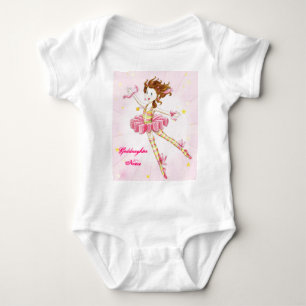 Body Para Bebê Godchild Gift Pink Ballerina Personalizada