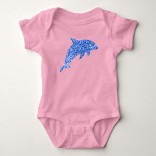 Body Para Bebê Golfinho brilhante azul