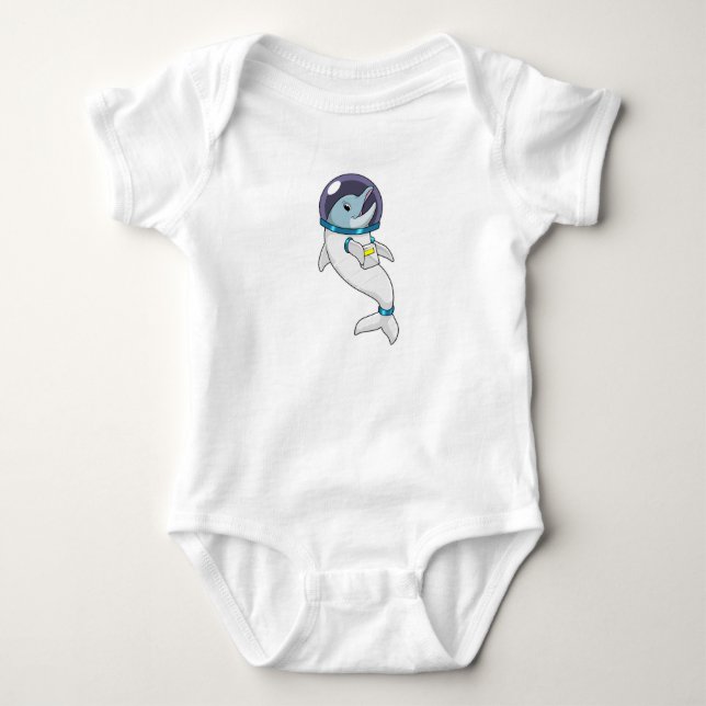 Body Para Bebê Golfinho como astronauta na fantasia (Frente)