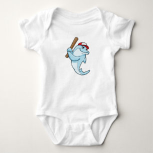 Body Para Bebê Golfinho no Baseball como Batsman
