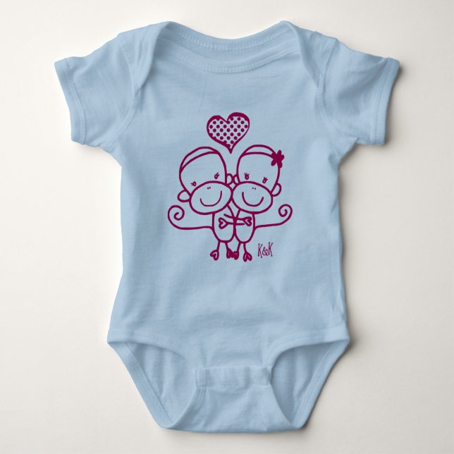 Body Para Bebê Golpeie o rosa infantil da cereja do ~ do Bodysuit (Frente)