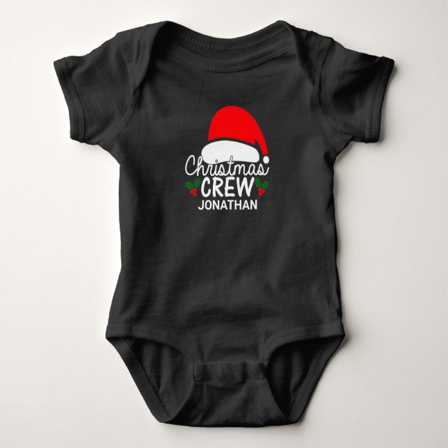 Body Para Bebê Gorro de Natal Personalizado da Equipe do Papai No (Frente)