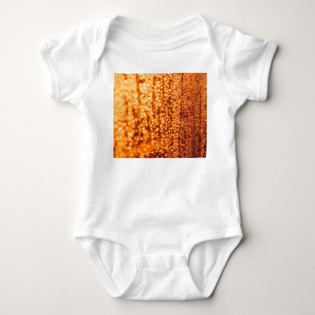 Body Para Bebê Gotas de chuva laranja no vidro, fundo de abstrato (Frente)