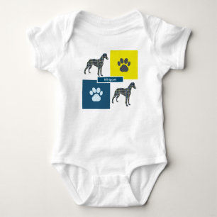Body Para Bebê Grade de Cachorro e Pata Y&B de Whippet