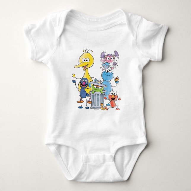 Body Para Bebê Gráfico de Sesame Pals Doodley (Frente)