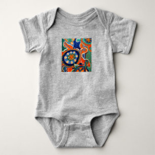 Body Para Bebê Gráfico de tartaruga em cor de &laranja no peitori