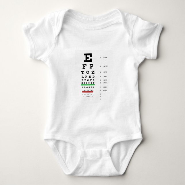 Body Para Bebê gráfico de visão ocular de Snellen para oftalmolog (Frente)