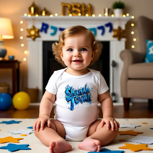 Body Para Bebê grafite azul ✡️ Shanah Tovah