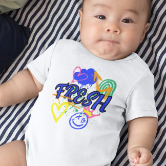 Body Para Bebê Grafite fresco com arco-íris e coração