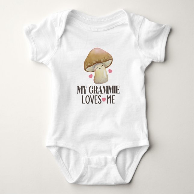 Body Para Bebê Grammie me ama, neto, mushroom (Frente)