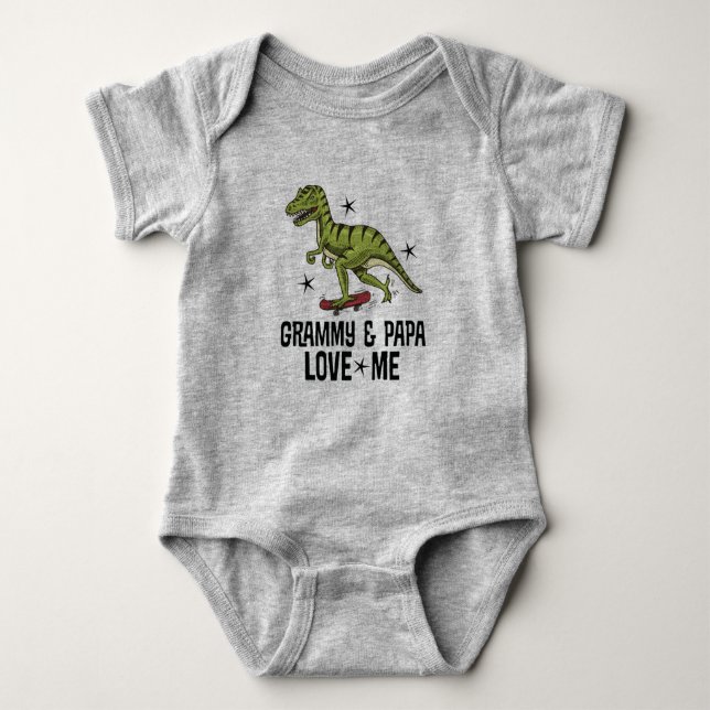 Body Para Bebê Grammy and Papa Love Me Dinossaur (Frente)