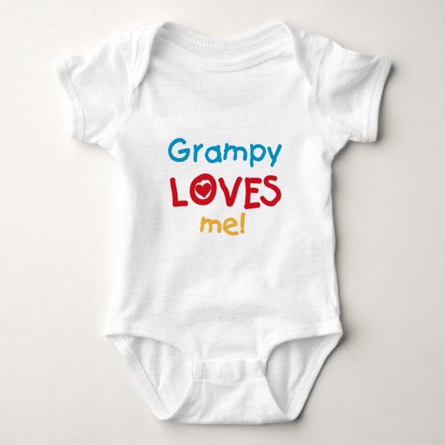 Body Para Bebê Grampy ama-me t-shirt e presentes (Frente)