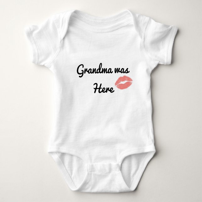 Body Para Bebê Grandma Was Here Lipstick Kiss Funny Grandmother (Frente)