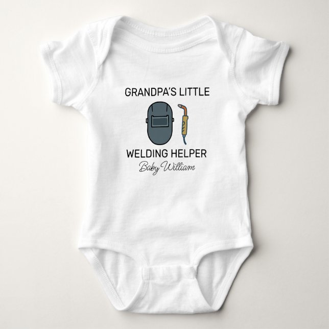 Body Para Bebê Grandpa’s Little Welding Helper - Cute Welder (Frente)