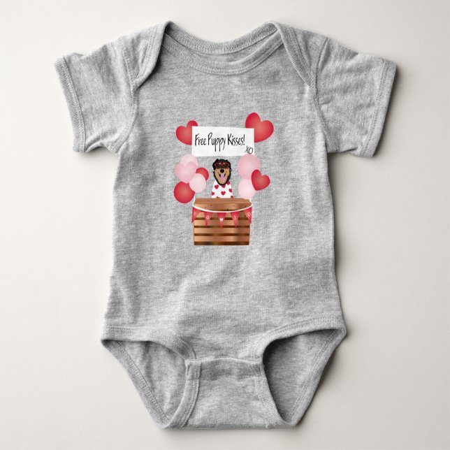Body Para Bebê Grátis Puppy Kisses Namorados Cachorro Vermelho (Frente)