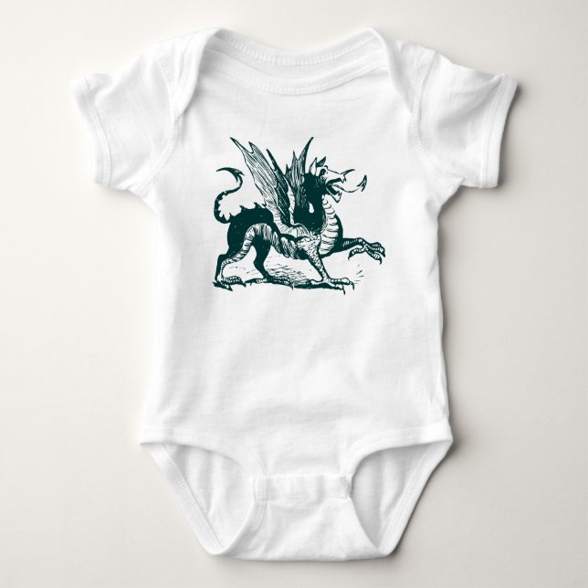 Body Para Bebê Grave de Dragão - Verde Escuro (Frente)