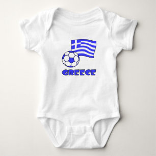 Body Para Bebê Grécia com Bandeira Grega e Bola de Futebol