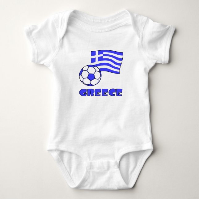Body Para Bebê Grécia com Bandeira Grega e Bola de Futebol (Frente)