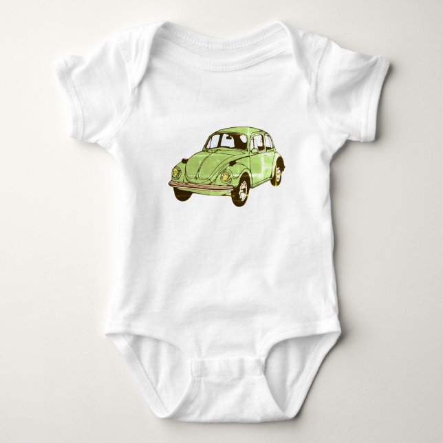 Body Para Bebê Green Car Drawing Jersey Bodyfato (Frente)