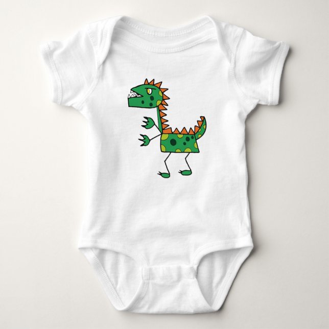 Body Para Bebê Green Dino Baby Jersey (Frente)