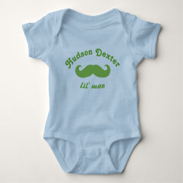 Body Para Bebê Green Personated Lil' Man Mustache