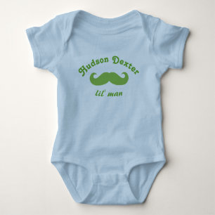 Body Para Bebê Green Personated Lil' Man Mustache