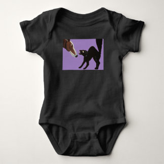 Body Para Bebê Greyhound de Halloween com Gato Preto Bravo