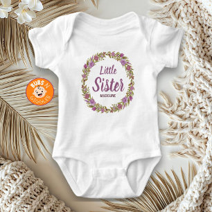 Body Para Bebê Grinalda Floral Roxa Irmãzinha Nome