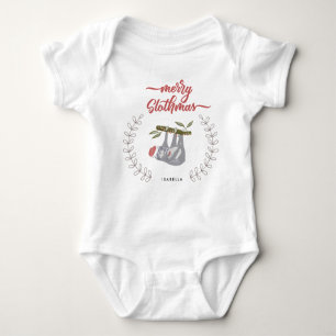 Body Para Bebê Grinalda personalizada do feriado de Slothmas