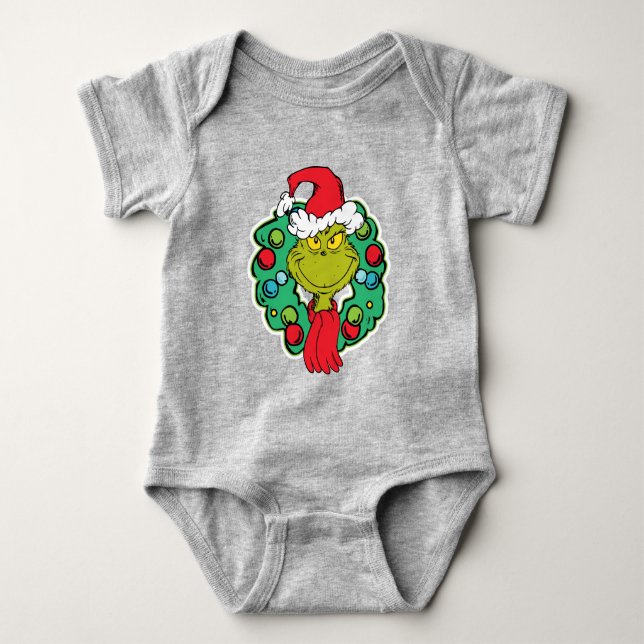 Body Para Bebê Grinch | Coroa de Natal (Frente)