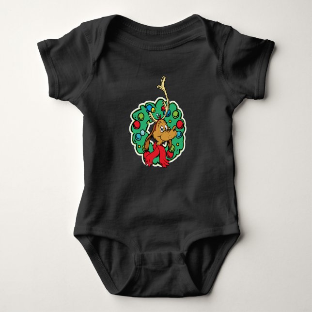 Body Para Bebê Grinch | Coroa de Natal Max (Frente)