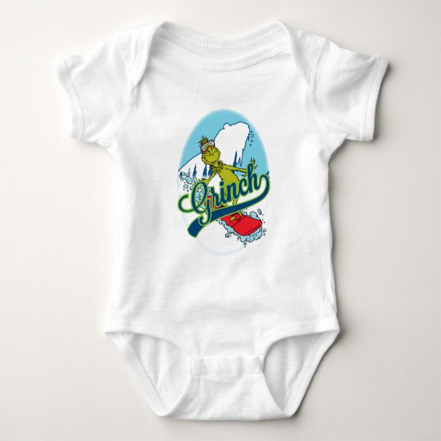 Body Para Bebê Grinch Snowboarding (Frente)