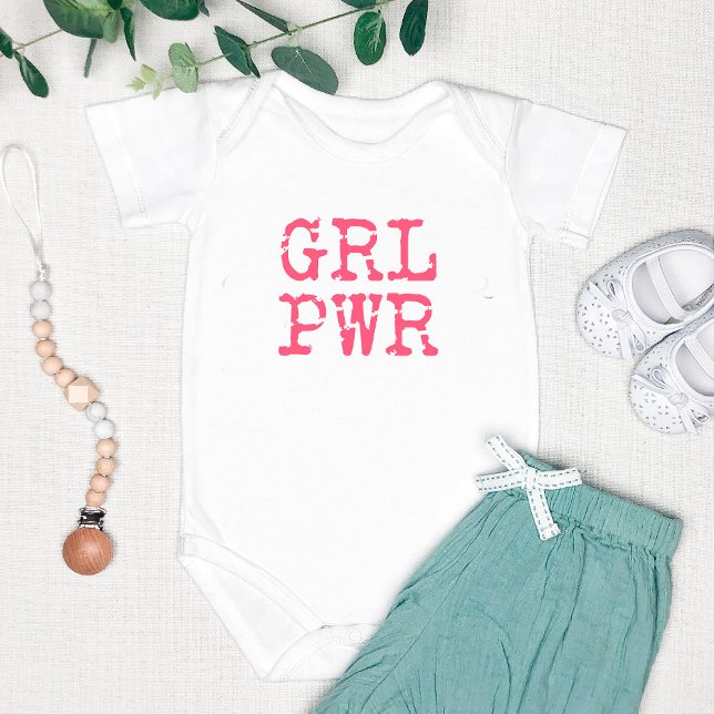 Body Para Bebê GRL PWR (poderfeminino) - Rosa Quente Fofo (Criador carregado)