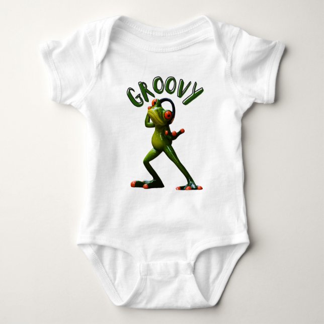 Body Para Bebê Groovy Green Sapo (Frente)