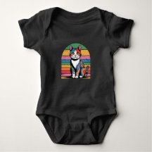 Groovy Psychedelic Cat Retro Baby T-Shirt