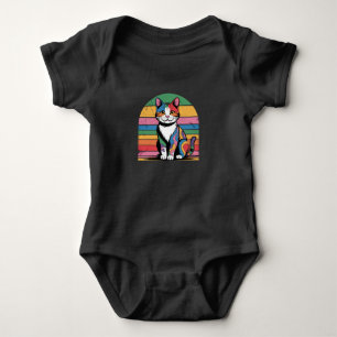 Body Para Bebê Groovy Psychedelic Cat Retro Baby T-Shirt