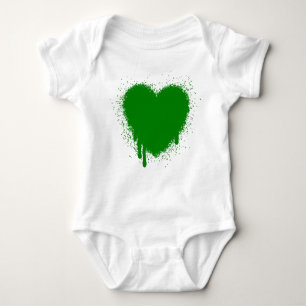 Body Para Bebê Grunge Heart - Verde